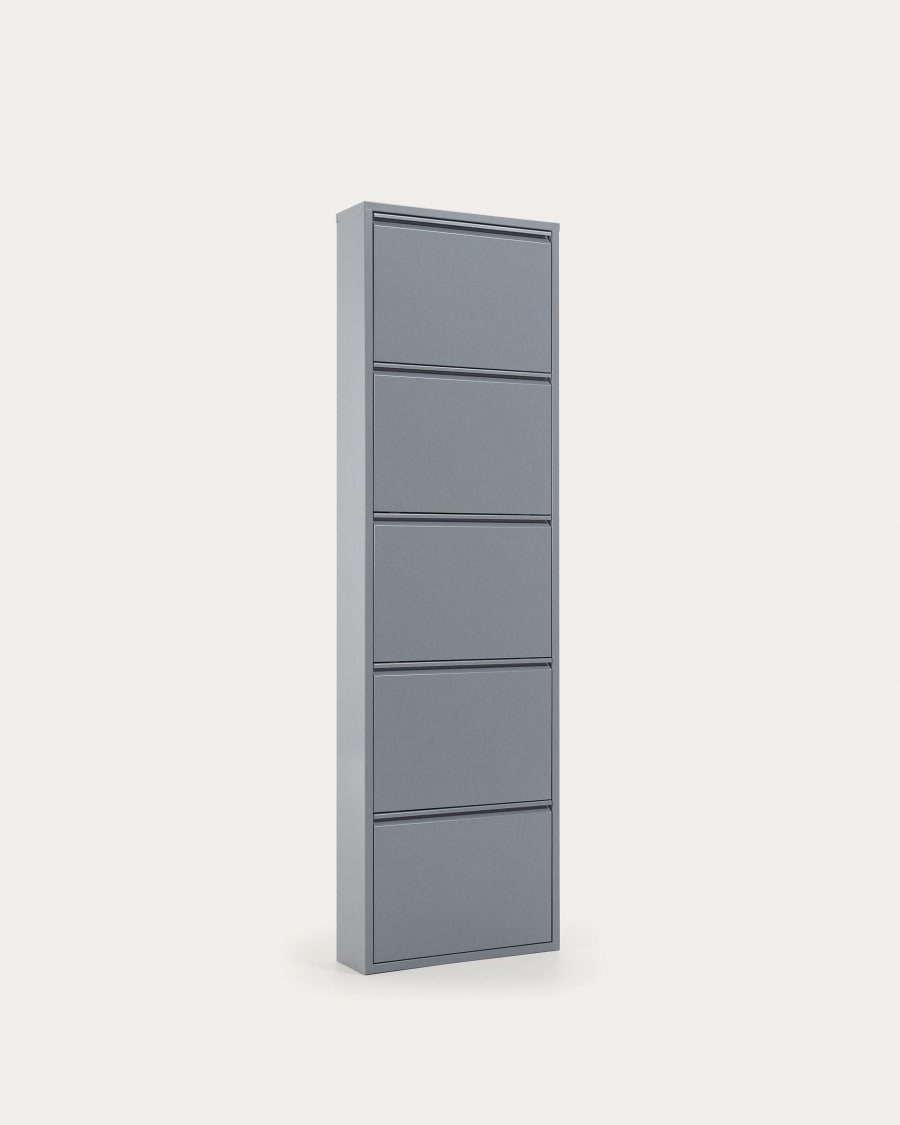 5 Shelves Metal Shoe Storage Cabinet Grey