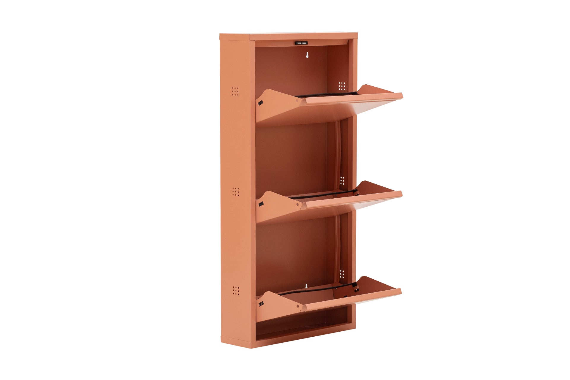 3 Shelves Metal Shoe Storage Cabinet Powder Color