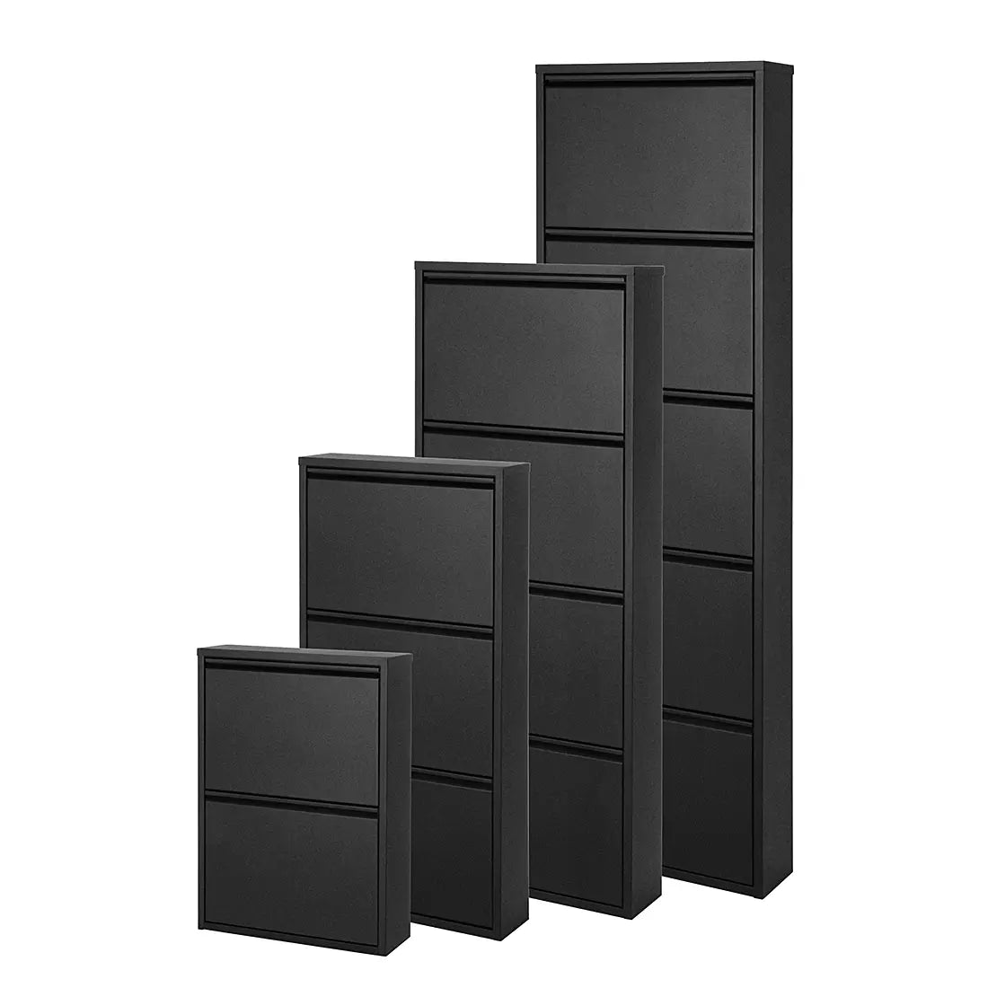 3 Shelves Metal Shoe Storage Cabinet Black